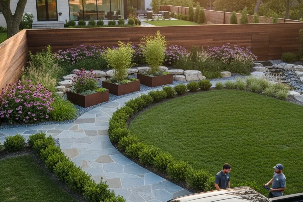 Finished lawn edge landscaping project example
